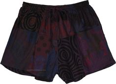 These dark purple summer shorts are comfy and stylish, with their multi-pattern patchwork they are a must-have this summer! The cotton fabric is easy and light, the piece is lined with cotton voile keeping it as comfy as it can get.  The shorts have a pocket on either side, perfect to store essentials. #tlb #beachwrap #bohemianfashion #Handmade #HippieShorts #BeachShorts Dark Purple Clothes, Hippie Shorts, Hippie Clothing, Beach Bohemian, Fashion Shorts, Hippie Look, Hippie Style Clothing, Trendy Skirts, Bohemian Handmade