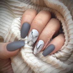 Most Demanding Grey & Sliver Nail Art Design Light Gray Nails, Marble Nail Designs, Womens Nails, Beautiful Nail Designs, Neutral Nails