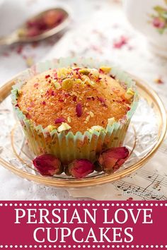 a close up of a cupcake on a plate