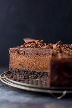 a piece of chocolate cake on a plate