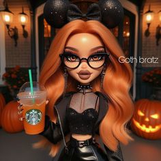 a doll is holding a starbucks drink in her hand