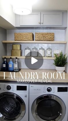 the laundry room is clean and ready to be used for washer and dryers