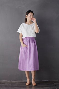 "Size Chart : It is the garment's measurements, Not body measurements . Size XS: Flexible Waist: 65cm-80cm（25.6\"-29.5\"）, Length: 75 cm （29.5\"） Size S: Flexible Waist: 70cm-85cm（27.5\"-33.5\"）, Length: 75 cm （29.5\"） Size M: Flexible Waist: 75cm-90cm（29.5\"-35.5\"）, Length: 75 cm （29.5\"） Size L: Flexible Waist: 80cm-95cm（31.5\"-37.5\"）, Length: 75 cm （29.5\"） Size XL: Flexible Waist: 90cm-105cm（35.5\"-41.5\"）, Length: 75 cm （29.5\"） Size XXL: Flexible Waist: 100cm-115cm（39.5\"-45.5\"）, Length Casual Purple Skirt With Pockets, Purple Cotton Lined Skirt, Casual Purple Midi Skirt, Purple Mini Skirt With Pockets, Long Purple Cotton Skirt, Purple Relaxed Fit Knee-length Skirt, Casual Purple Relaxed Maxi Skirt, Casual Purple Flared Maxi Skirt, Casual Knee-length Purple Skirt