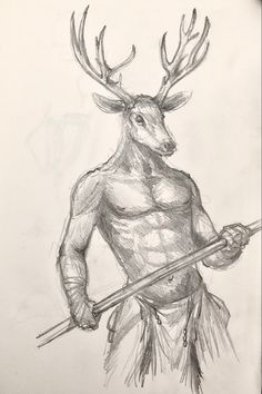 ‪208/365 #deer #deerman #minotaur #fantasyart #sketch #sketchbook #illistration #mikephillipsart #hybrid #beast ‬ Deer Person Drawing, Deer Man Art, Hybrid Animals Drawing, Animal Hybrid Drawing, Deer Hybrid Human, Human Hybrid Art, Hybrid Drawing, Deer Character