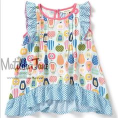 Size 2 Nwt Matilda Jane Quiz Me Apple Tunic Perfect For Back To School Cute Cotton Patterned Tops, Cute Patterned Cotton Tops, Cute Cotton Tops With Pattern, Playful Sleeveless Tops For Playdate, Playful Ruffled Tops For Playwear, Playful Ruffle Tops For Playwear, Playful Printed Patterned Top, Playful Printed Tops For Playtime, Spring Printed Tops For Playtime