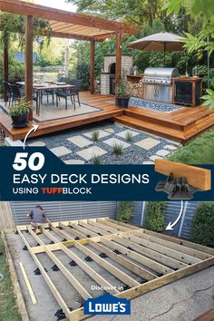 50 Easy Deck Designs Using Deck Blocks With Gazebos and Pergolas Tuffblock Deck, Low Deck Designs, Deck Blocks, Deck Over Concrete, Easy Deck, Gazebo On Deck, Inspiring Outdoor Spaces, Modern Outdoor Spaces, Floating Deck