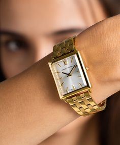 Gold Square Watch, Rectangle Watch Women, Rectangle Watch, Larsson And Jennings Watch, Golden Watch, Vintage Watches Women, Expensive Jewelry Luxury, Gold Watches Women, Womens Watches Luxury