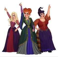 Diy Halloween Doll, Hocus Pocus Characters, Hermanas Sanderson, Hocus Pocus Decorations, Hocus Pocus Costume, Hocus Pocus Disney, Sisters Drawing, Sarah Sanderson