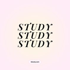 the words study, study and study are shown in black on a light pink background