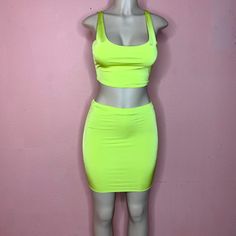 Brand New Without Tags Multiple Sizes Available Yellow Two Piece, Skirt Sets, Neon Yellow, Skirt Set, Womens Skirt, Two Piece, Neon, Brand New, Skirt