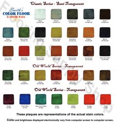 the color chart for different colors of paint