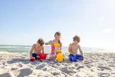 Kids are playing on a sunny beach with durable sand toys Fun Beach