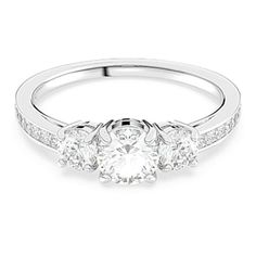 three stone diamond engagement ring in 18k white gold with 0 00ct round brilliant diamonds