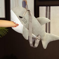 Cute Great White Shark Plush Backpack - gray - Bags Plushie Backpack, Shark Bag, Shark Backpack, Shark Plush, Kawaii Bag, Kawaii Backpack, Creative Accessories, Cute Shark, Plush Backpack