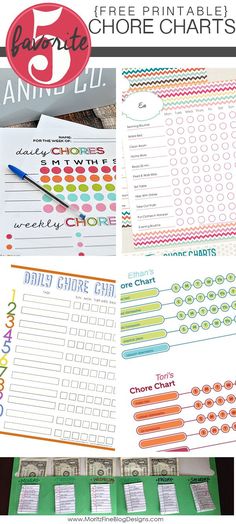 five free printable chore chart for kids to use in the classroom or at home