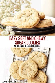 two pictures showing different types of cookies on a cooling rack and in front of the same one