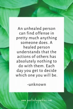 green leaves with the quote an unhealed person can find offense in pretty much anything