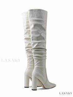 Lasaky - Premium PU Leather Thigh High Boots with Chunky Heel - Elegant Black Womens Over the Knee Boots Elegant Chunky Heels, Womens Thigh High Boots, Women's Over The Knee Boots, Black Thigh High Boots, Light Aesthetic, Leather Thigh High Boots, Pu Boots, Black Thigh High, Womens Chunky Heels