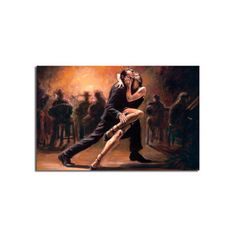 a painting of two people dancing in front of a group of people on the dance floor