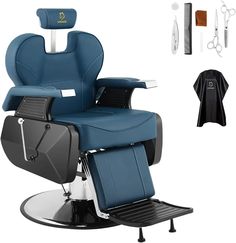 42023896678442 Reclining Salon Chair, Logo Barber, Hair Chair, Barber Chairs, Spa Equipment, The Barber, Blue Beauty, Chair Seat Cushion, Salon Chairs