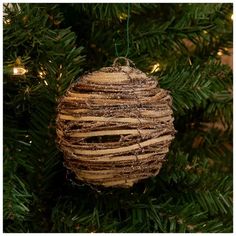 an ornament hanging from a christmas tree