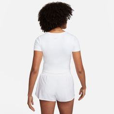 Nike One FittedWomen's Dri-FIT Short-Sleeve Cropped TopUp for a workout or down to chill, this Nike One Fitted top is ready for whatever you are. Midweight, peachy-soft fabric stretches with your every move and dries quickly. Slightly cropped and snug, it's ready to meet your favorite high-waisted leggings for a head-to-toe look that you can feel confident and comfortable in from your morning stroll to your evening wind-down—and at all the stops in between.Nike One for AllFor years, Nike One has All Black Shoes, Short Tank Top, Half Zip Jacket, Running Belt, Workout Crop Top, Black Shoes Women, Fitted Top, Short Sleeve Cropped Top, Womens Bras