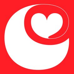 a red and white circle with a heart in the center on a red background that says love