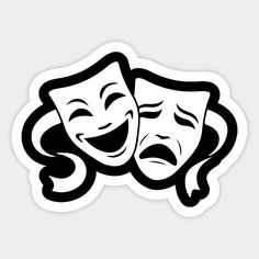 Acting Masks, Theatre Drawing, White Masks, Theatre Logo, Theater Mask, Comedy Tragedy Masks