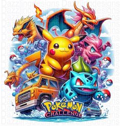 an image of pokemon and their vehicles