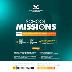 the school mission website is displayed in this screenshoter image, with an orange and green background