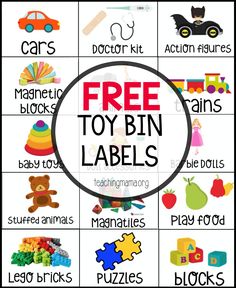 the free toy bin labels for children's toys