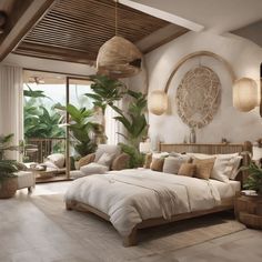 Ultra realistic photo of Modern take on upscale bali inspired small condo white cream stone, light wwoodl round arches interor view of bedroom withtropical foliage #ai #aiart # Villa Room Bedrooms, Aztec Style Bedroom, Balinese Bedroom Design, Bali Bedroom Interior, Bali Luxury Villa Interior, Modern Bedroom Design Interiors, Modern Mexican Villa, Resort Bedroom Ideas, Bali Resort Interior