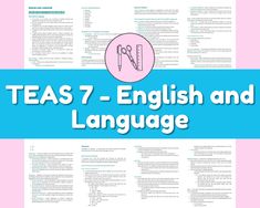 teas 7 - english and language poster with the text, teas 7 - english and