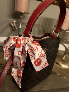 Super cute, red and white purse scarf. Purse Scarf, White Purse, Delta Sigma Theta, White Purses, Scarf Wrap, Scarf Accessory, Red And White, Super Cute, Purse