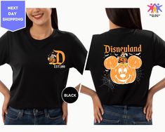 Personalized Birth Year Disneyland Halloween Mickey Shirt, Disneyworld 2 Side Halloween Shirt, Halloween Matching Shirt, Spooky Season Shirt ORDERING: 1. Review all photos 2. Choose Size and Color from drop-down menu 3. If personalization box is available, add your text color 4. Add each shirt to cart one at a time 5. Click "Add to Cart" - you can go back to add more products 6. Click "Proceed to Checkout" 7. Add note to seller for any requests * We use several different brand shirts, all of them are premium quality and soft shirts. The brands we send may vary depending on our stock situation. * We guarantee 100% satisfaction. The brands we use in- clude premium quality shirt brands such as Bella Canvas, Gildan Soft Style, Circle, Outlash. BULK DISCOUNTS AND SPECIAL REQUESTS: We offer bulk Disney Halloween T-shirt Pre-shrunk, Disney Halloween T-shirt For Fan Events, Black Pre-shrunk T-shirt For Disney Trips, Black Mickey Mouse Shirt For Disney Fan Events, Black Shirt With Character Print For Disney Fan Events, Disney Halloween T-shirt, Black Themed T-shirt For Disney Trips, Black Disney Short Sleeve Shirt, Black Disney T-shirt For Fall