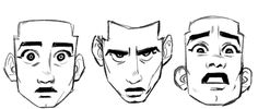 four different facial expressions in the same drawing style