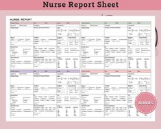 the nurse report sheet for nurses