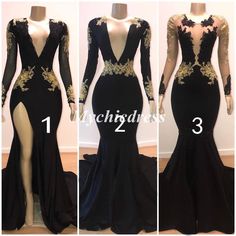 Black And Gold Prom Dress, Black Long Sleeve Prom Dress, Black Mermaid Prom Dress, Long Party Gowns, Gold Prom, Gold Prom Dresses, Black Mermaid, Prom Dresses 2019, Floor Length Prom Dresses