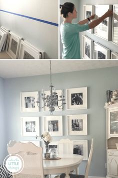 a woman is painting the walls in her dining room