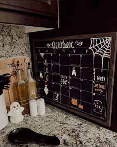 #halloween#october#calendar#halloweenideas#calendar#octoberaesthetic#pumpkin Calendar Notes Ideas, October Calender Ideas, Diy October Calendar, October Calander Ideas, Halloween Themed White Board, Halloween Calander Ideas, October Blackboard Ideas, Fall Dry Erase Board Ideas, October Calendar 2024 Chalkboard