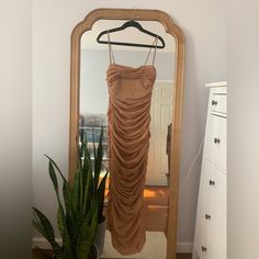 With The Sexiest Side Split To Show Off Your Legs Brand New Without Tags Never Worn Size L As Seen On Kylie Jenner Brown Party Dress With Ruched Bodice, Brown Sheer Dress For Parties, Sheer Brown Party Dress, House Of Cb Dresses, House Of Cb, House Dress, Side Split, Kylie Jenner, Tan Brown