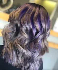 35 Gorgeous and Unique Short Silver Hairstyles Purple And Silver Hair, Grey Hair With Purple Highlights, Eggplant Colored Hair, Hair Color Grey Silver, Silver Hair Color Ideas, Under Hair Color, Silver Hairstyles, Purple Grey Hair