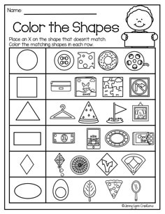 color the shapes worksheet for kids to practice their math skills and help them learn