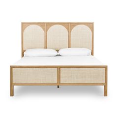 Zaltana Bed with cane arches in a natural finish Unique Bedroom Furniture, Oak Bed Frame, Oak Bed, Cane Bed, Luxe Bedroom, Rattan Bed, Oak Beds, Bed Queen, Honey Oak