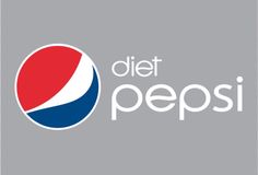 the diet pepsi logo is shown on a gray and white background with red, white, and blue accents