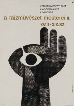 an old poster with a hand and eye in the middle, as well as words on it