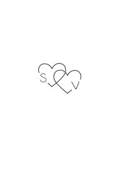 two hearts drawn in the middle of a white background