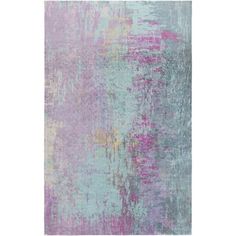 an abstract rug with pink, blue and green colors