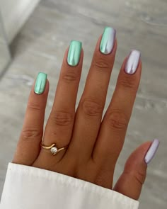 Purple Chrome Nails, Purple Ombre Nails, Teal Nails, Turquoise Nails, Chrome Nails Designs, Summery Nails, Mermaid Nails, Purple Nails