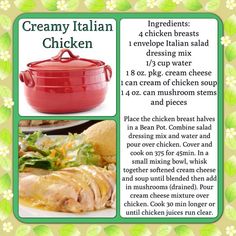 the recipe for creamy italian chicken